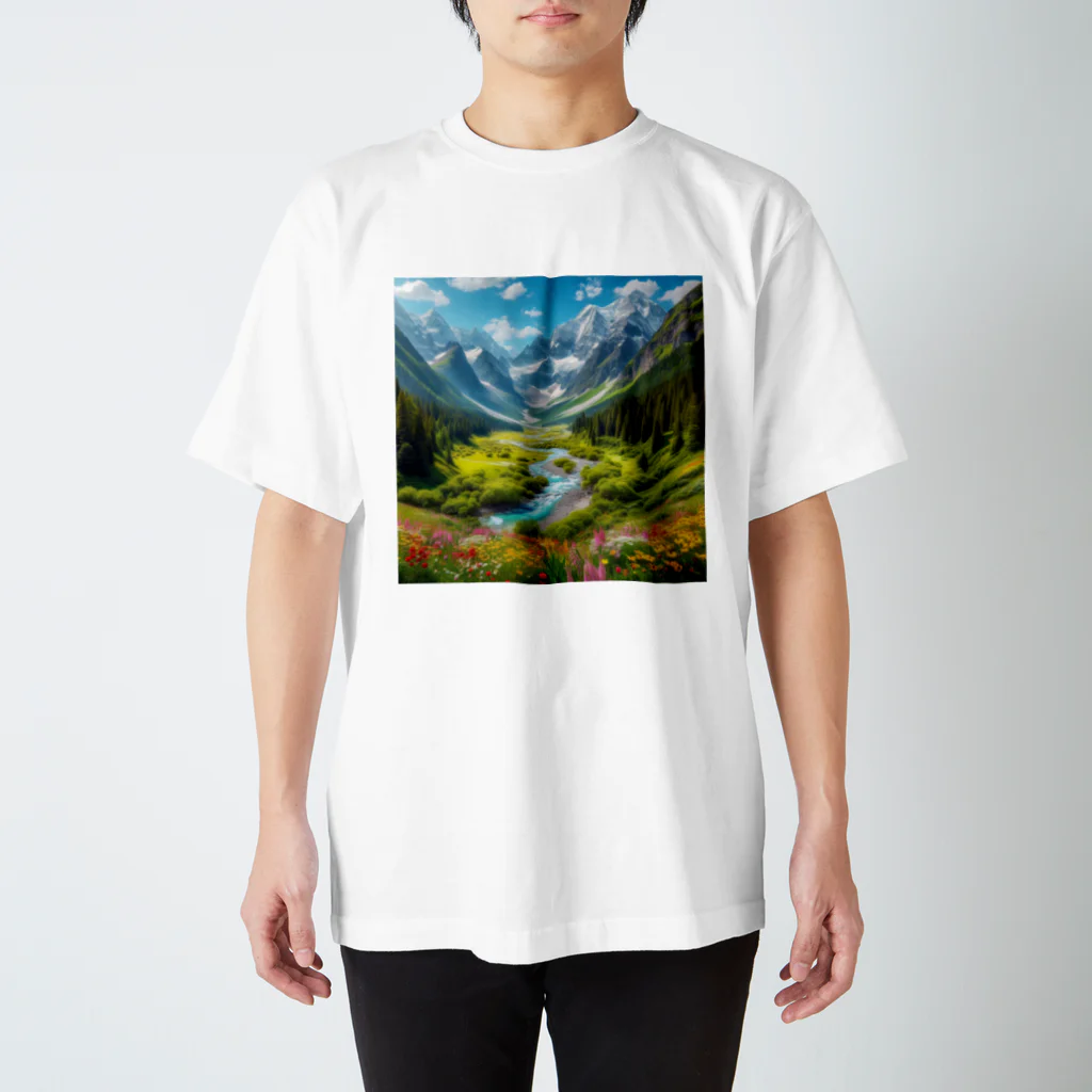 130Saitohの山間の風景 スタンダードTシャツ