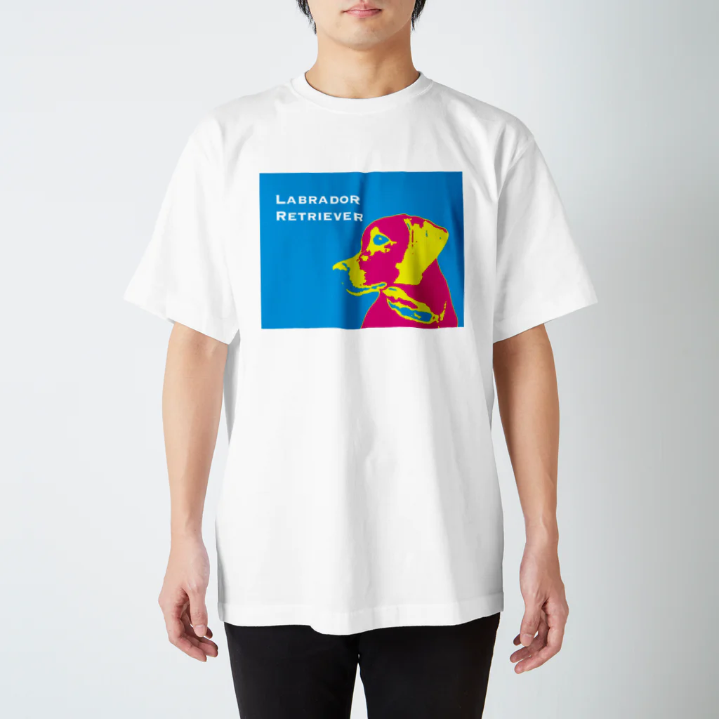 HanaTorantaのラブラドール　抽象化ピンク×ブルー スタンダードTシャツ