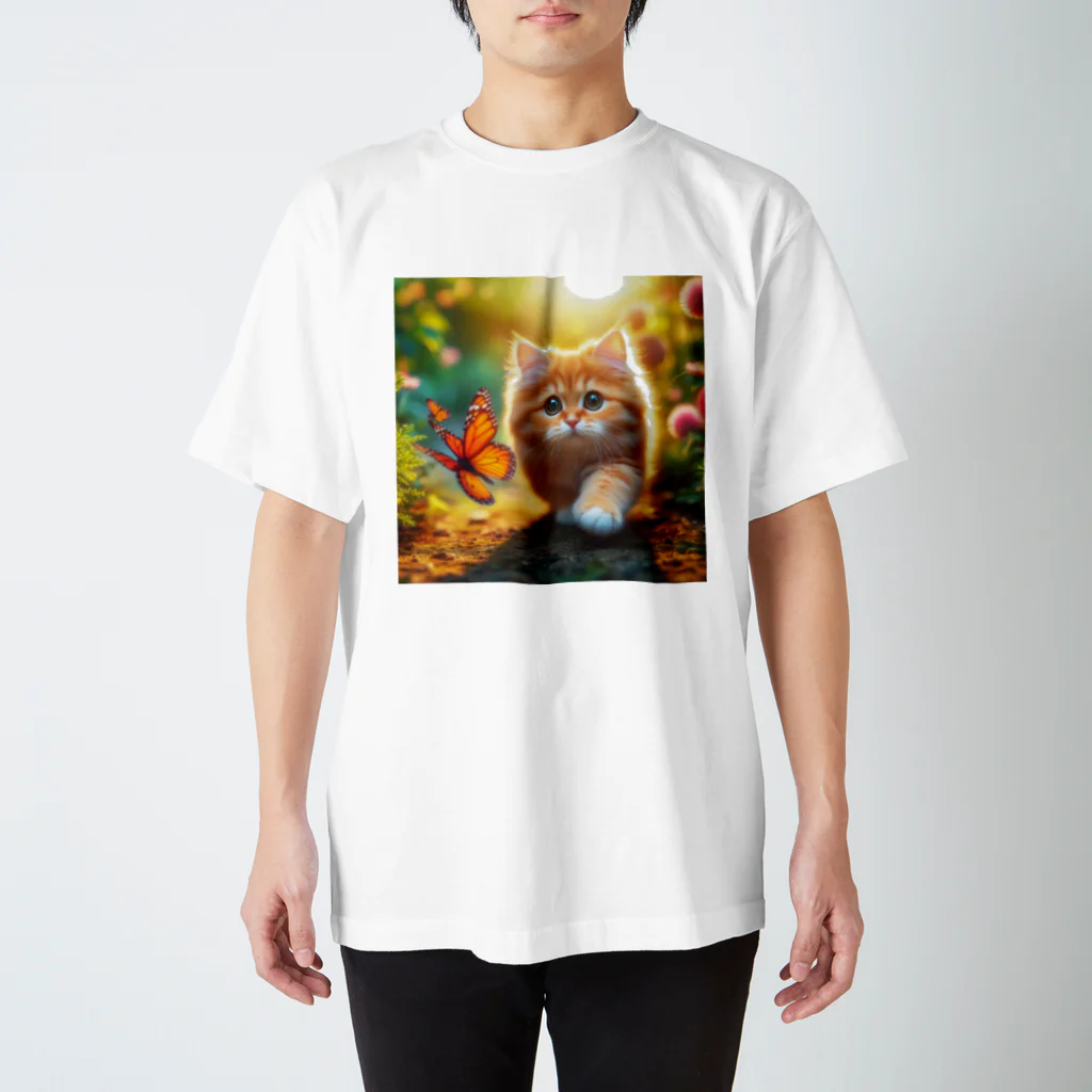 yellow roseの猫のお散歩 スタンダードTシャツ