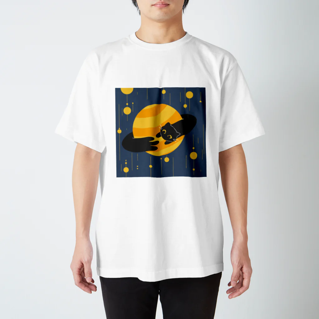 雨傘のくるくる土星ねこ スタンダードTシャツ