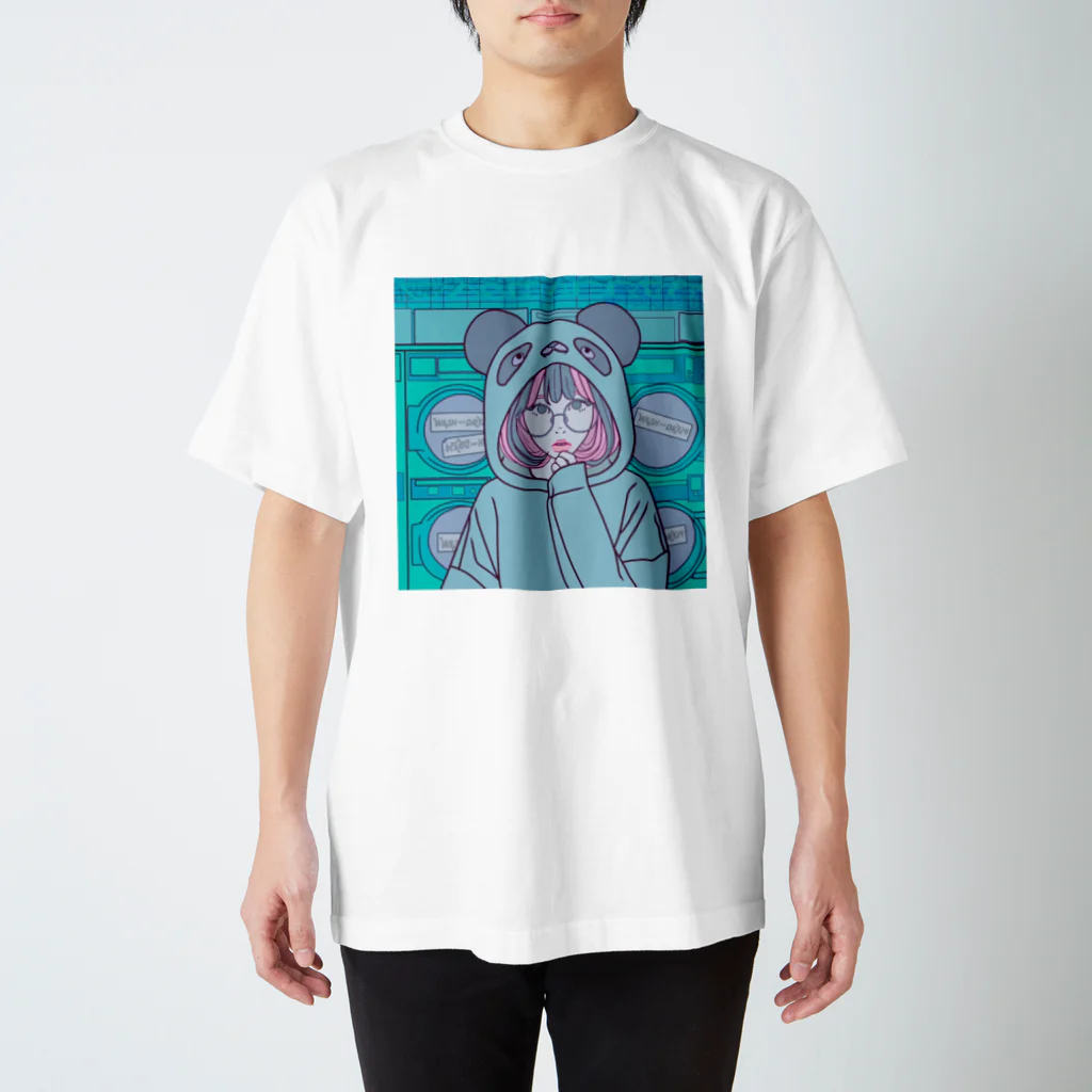 WASH&DRY24のパンダ女子　メガネパーカー娘 スタンダードTシャツ