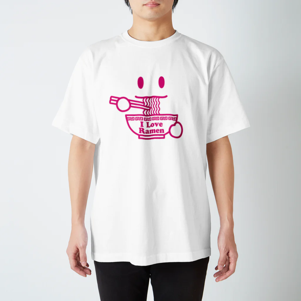 KOHAKUMARUのラーメン大好き I Love Ramen 赤 スタンダードTシャツ