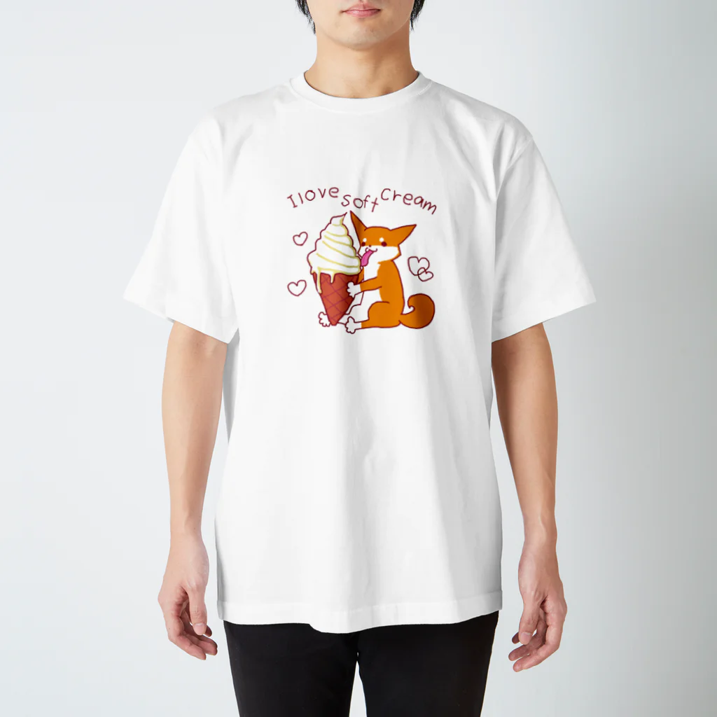 あずき母のソフトクリームと柴犬さん（赤柴） スタンダードTシャツ