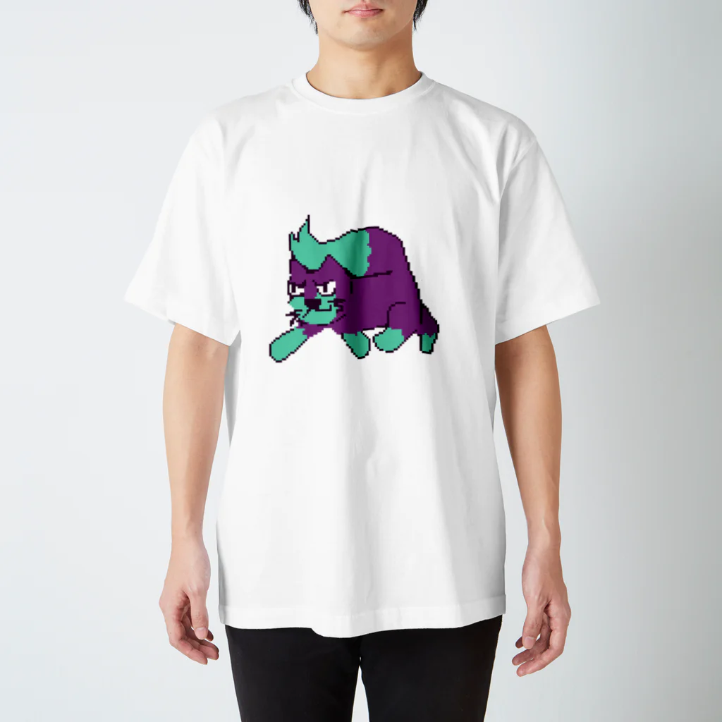 pawrakiyaの猫（（））ドット絵 スタンダードTシャツ