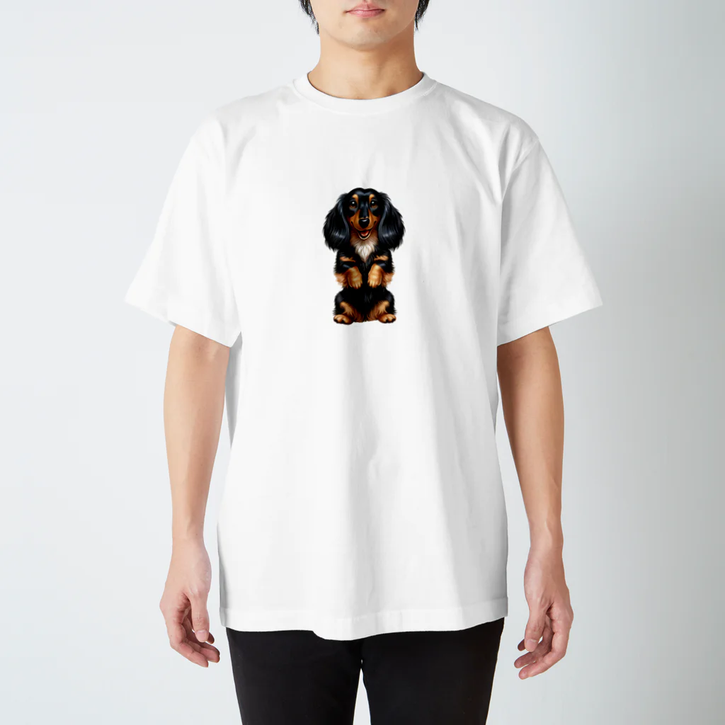 COCO SHOPの長毛ダックスフンド（ちんちんポーズ） Regular Fit T-Shirt