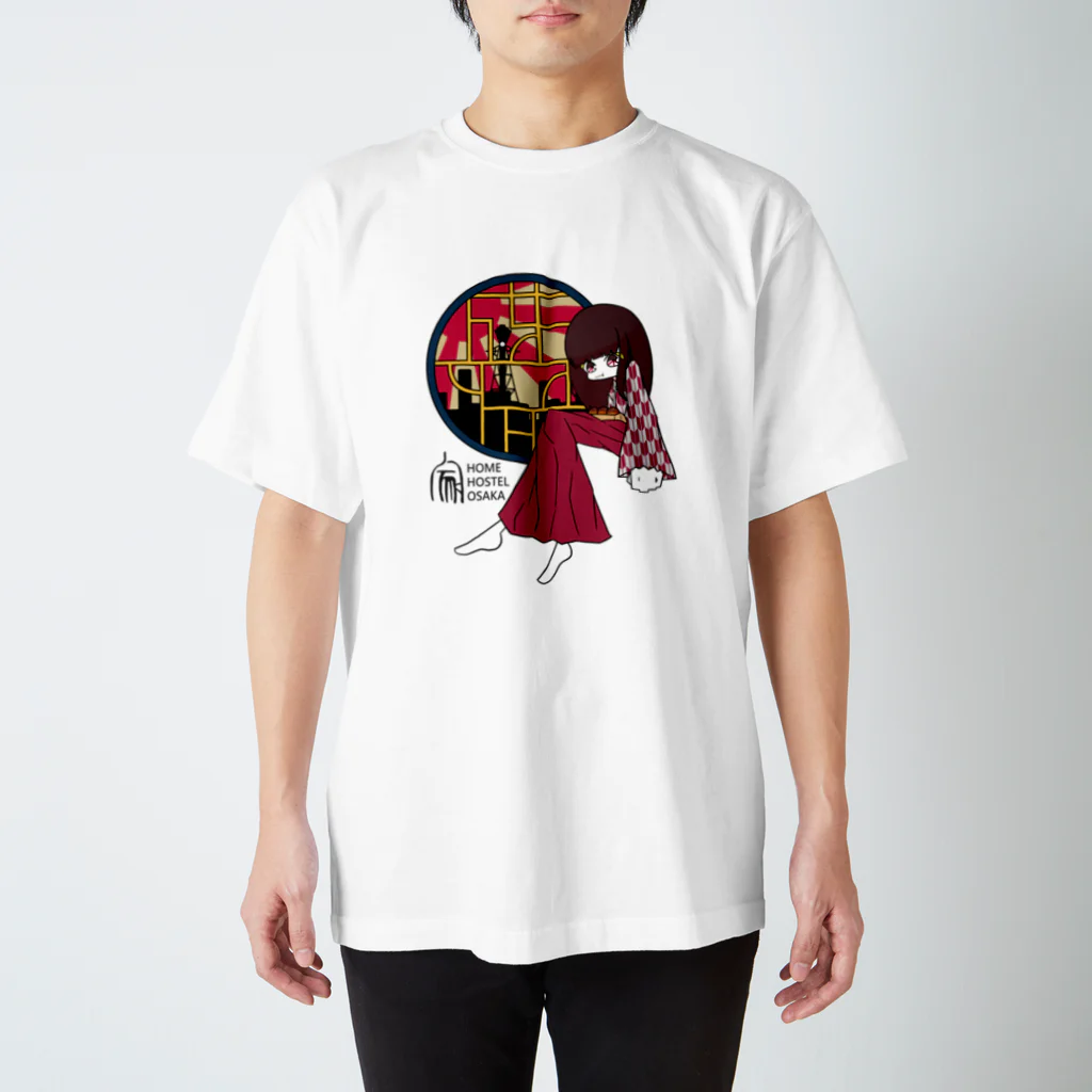 HOMEHOSTELGalleryのてるねこ × HOME HOSTEL OSAKA 新世界 Regular Fit T-Shirt