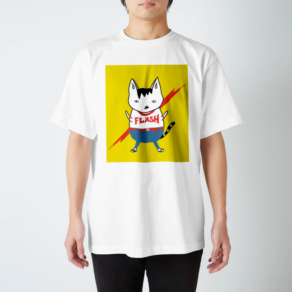 Cat 'n' Roll のまめち・ニャーキュリー【FLASH 】 Regular Fit T-Shirt