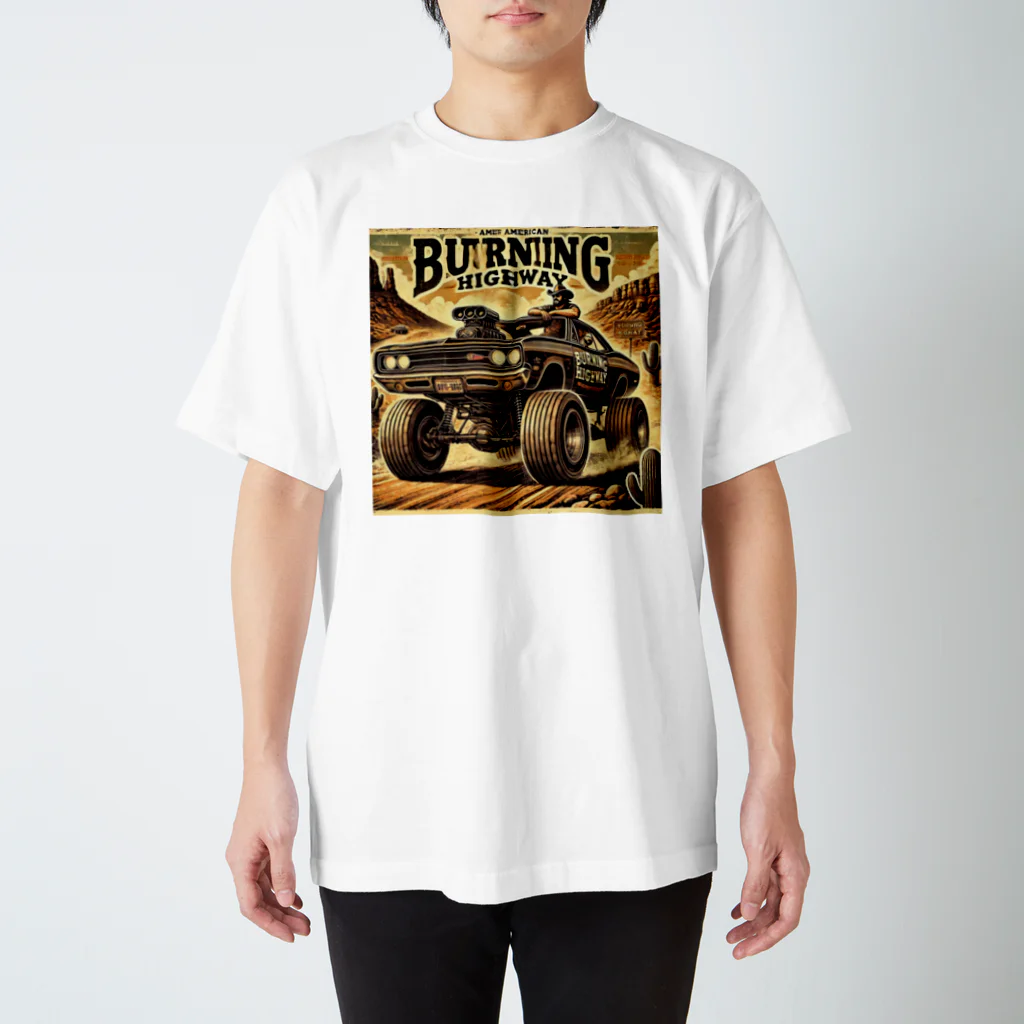 monkmonのバーニングハイウェイ2 Regular Fit T-Shirt