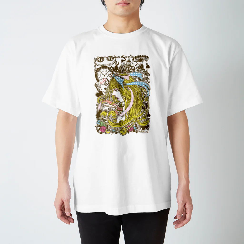 Cɐkeccooの不思議の国のアリス-横顔(セピア-パステル) Regular Fit T-Shirt