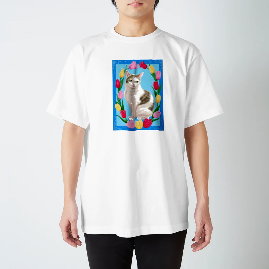 Ａｔｅｌｉｅｒ　Ｈｅｕｒｅｕｘのチューリップと猫 スタンダードTシャツ