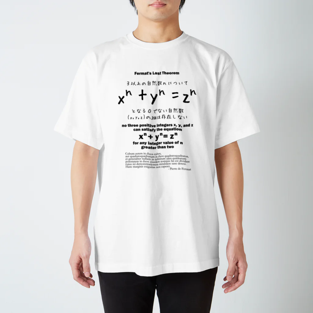アタマスタイルのフェルマーの最終定理：数式：オイラー：アンドリュー・ワイルズ：学問・数字・数学 スタンダードTシャツ