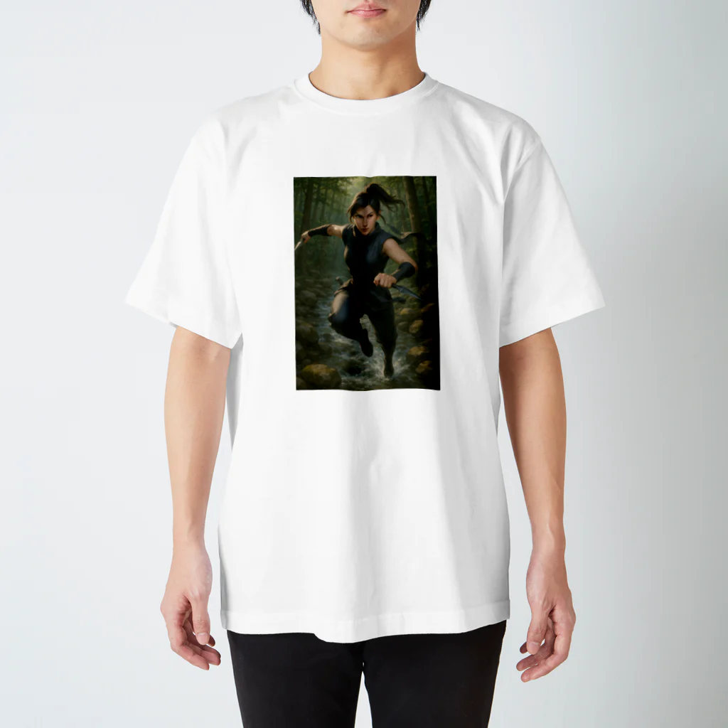 Dark Shadow  - 月影の渓流の影 - くノ一の舞 Regular Fit T-Shirt