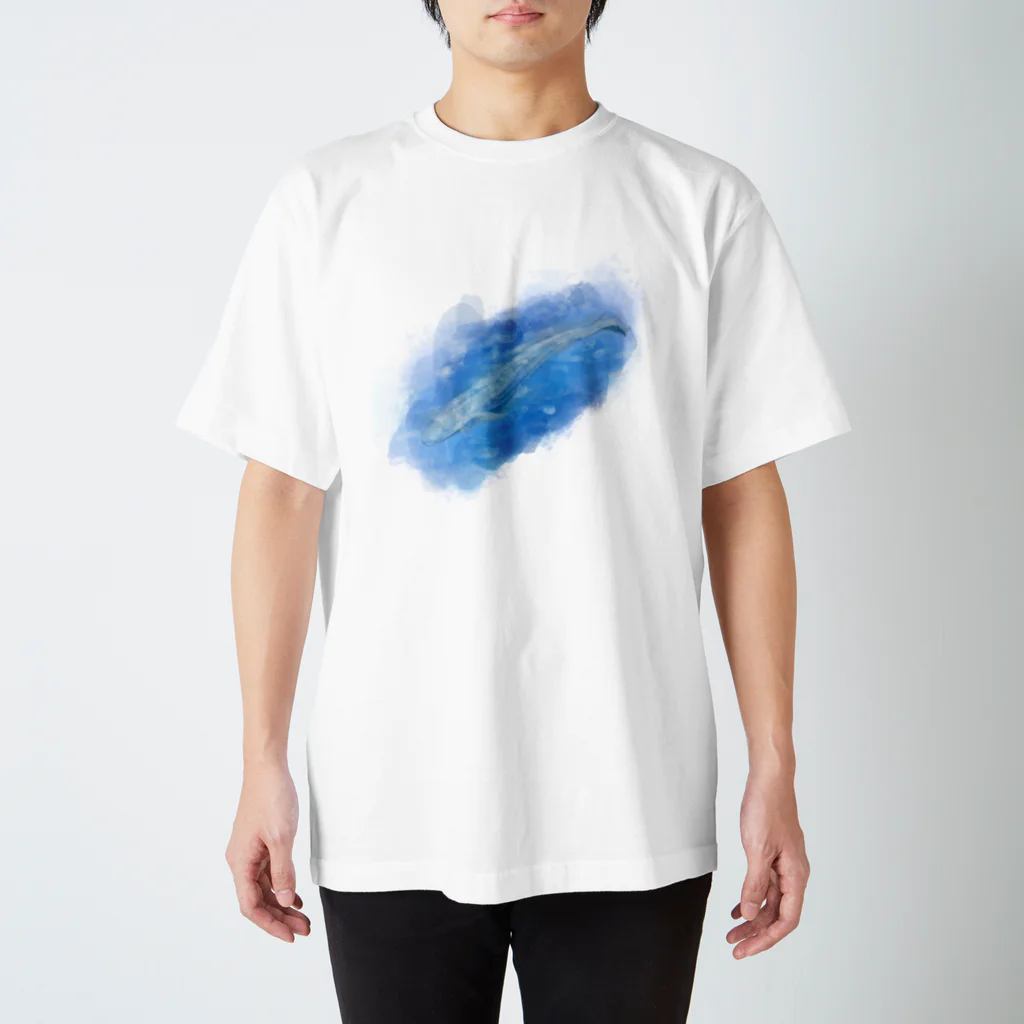 akane_art（茜音工房）のいきものイラスト（シロナガスクジラ） スタンダードTシャツ