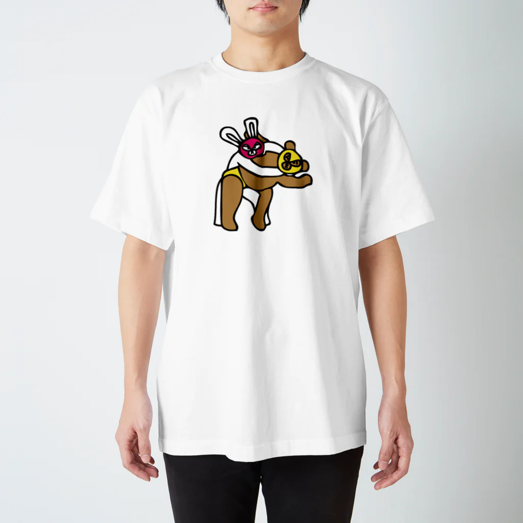 Panic Junkieのクマレスラー ＆ ウサギレスラー Regular Fit T-Shirt