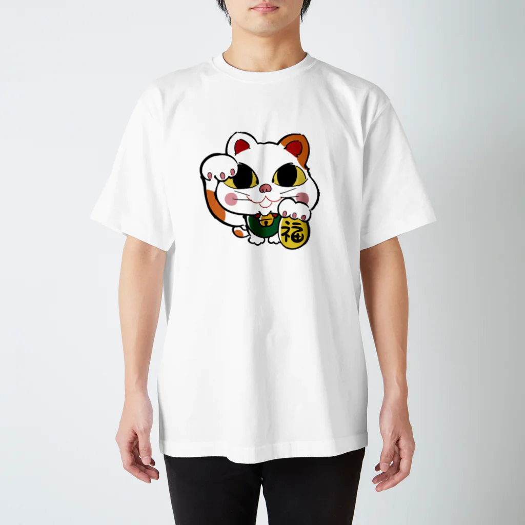 開運キャラ祭りの招き猫　 Regular Fit T-Shirt