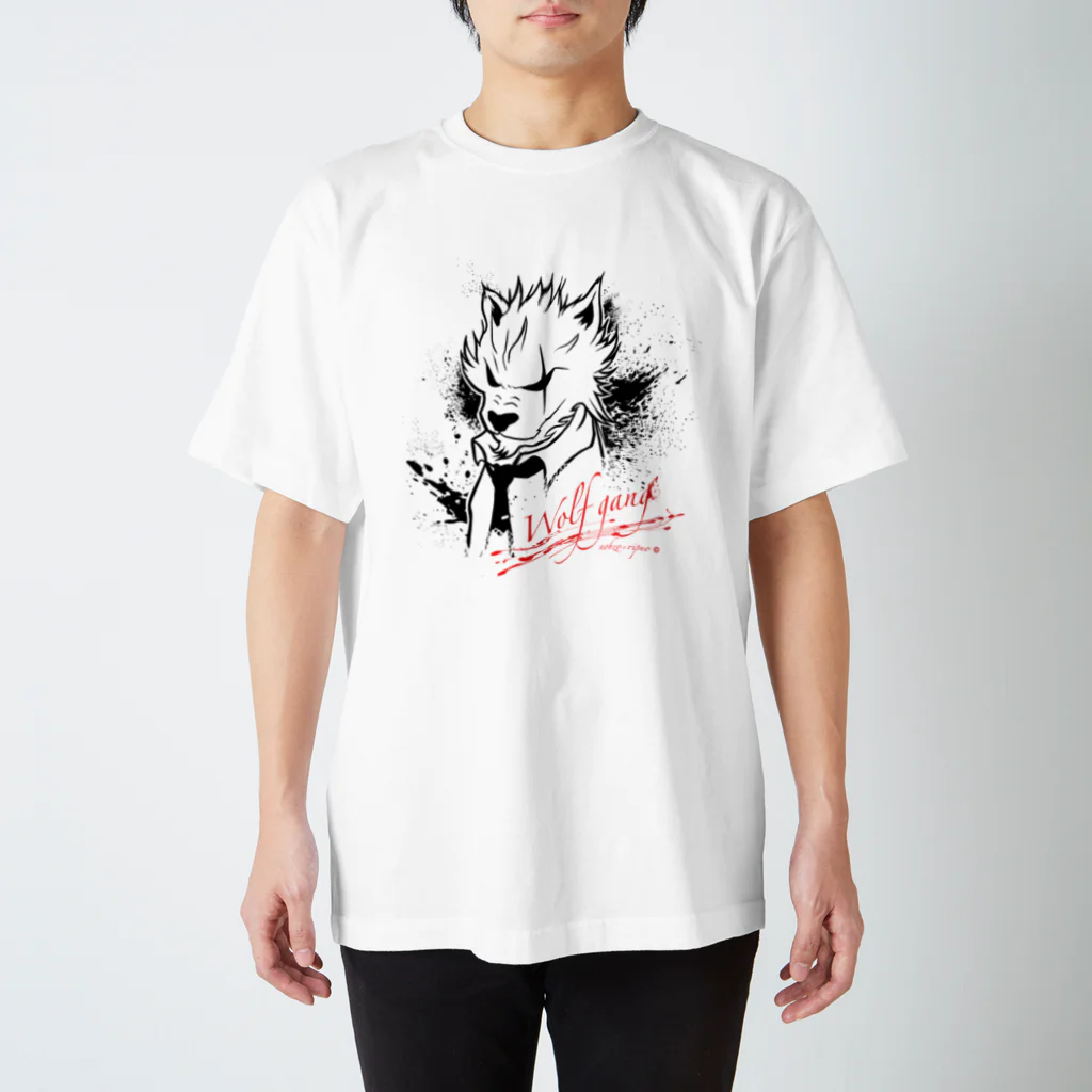 リプヲのwolf gangホワイトデザイン スタンダードTシャツ