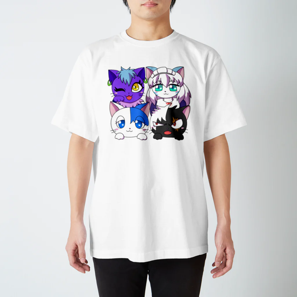 あおつるSUZURIショップのあおつるっこ猫組 Regular Fit T-Shirt