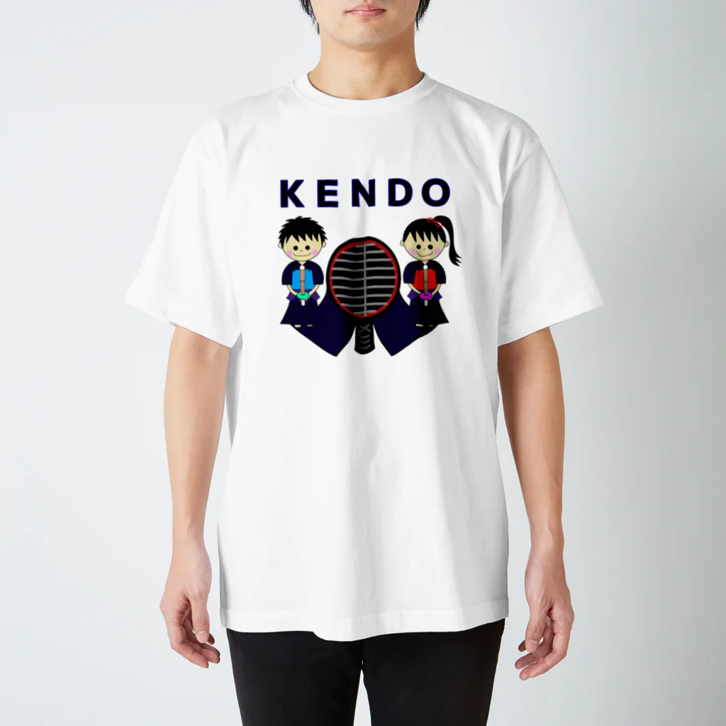 yoshiFactoryの剣道“ＫＥＮＤＯ”男子女子トンボ(ブルー) スタンダードTシャツ