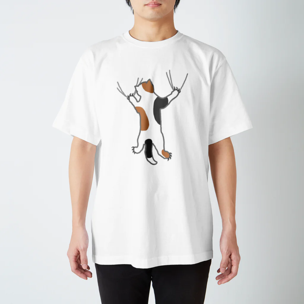 ざわ屋のしがみつく三毛猫 Regular Fit T-Shirt