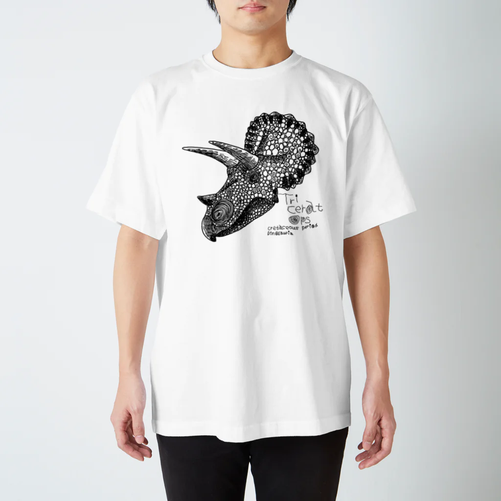 恐竜と猫のトリケラトプス 티셔츠