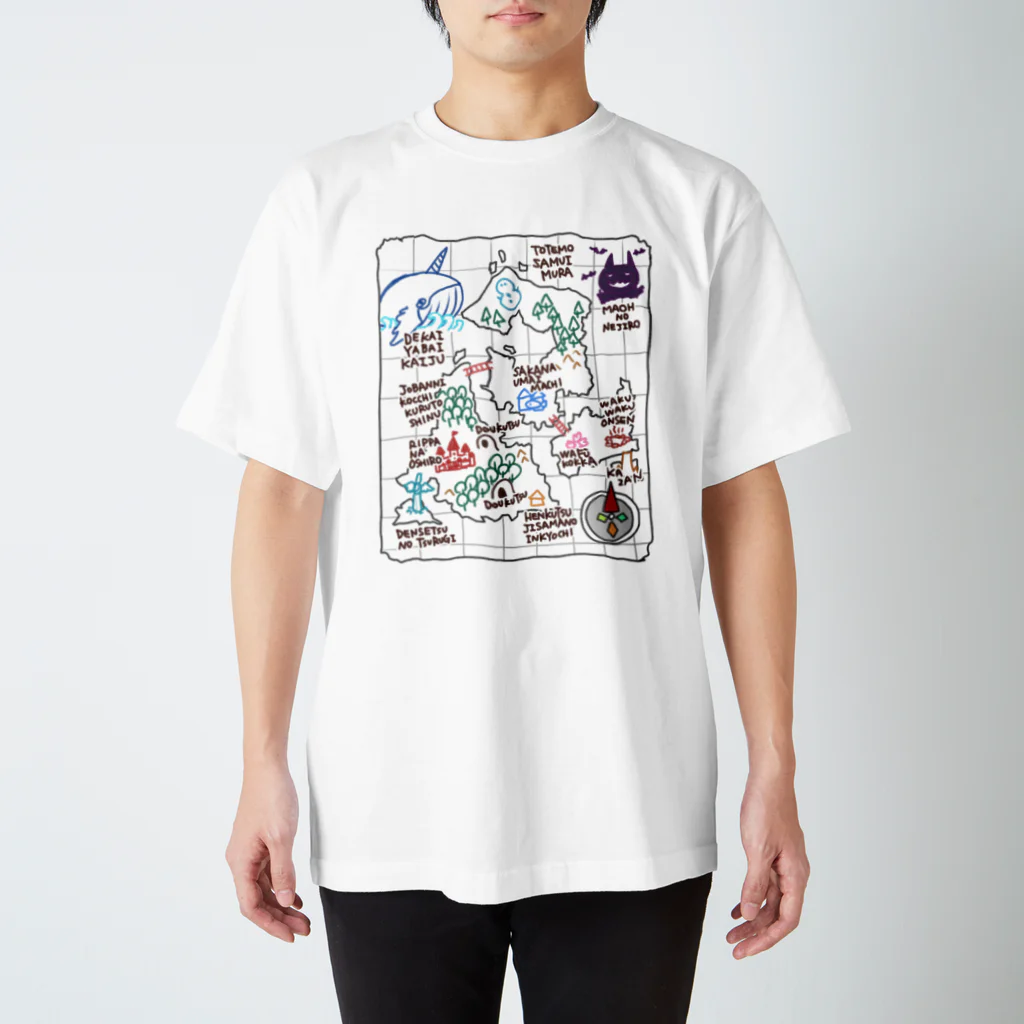 あべのぼうけんの地図(白) スタンダードTシャツ