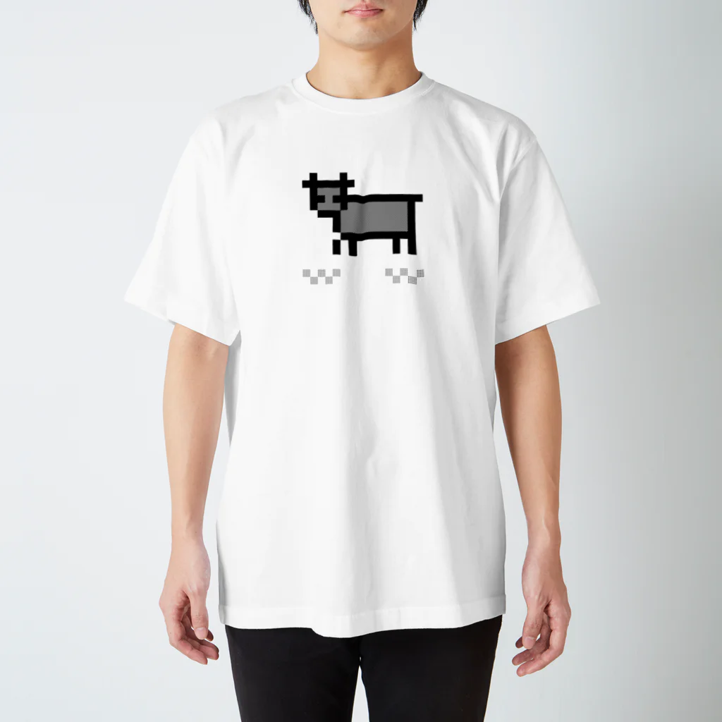 牛のTシャツ屋のpixel cow(black) Regular Fit T-Shirt