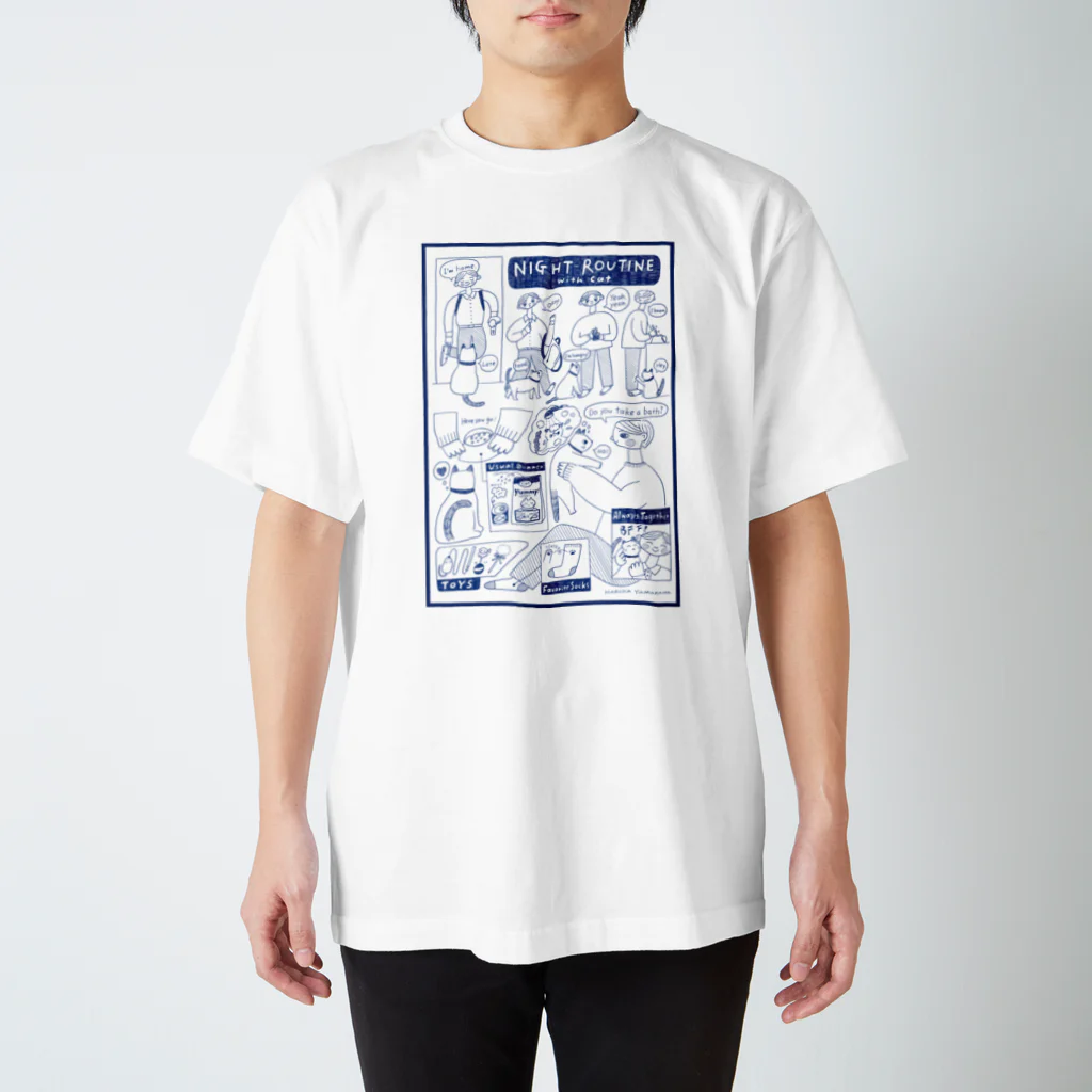 YA MARKETのNIGHT ROUTINE with CAT Regular Fit T-Shirt