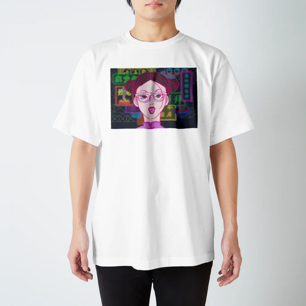 コ八ルのネオン街の女の子 スタンダードTシャツ