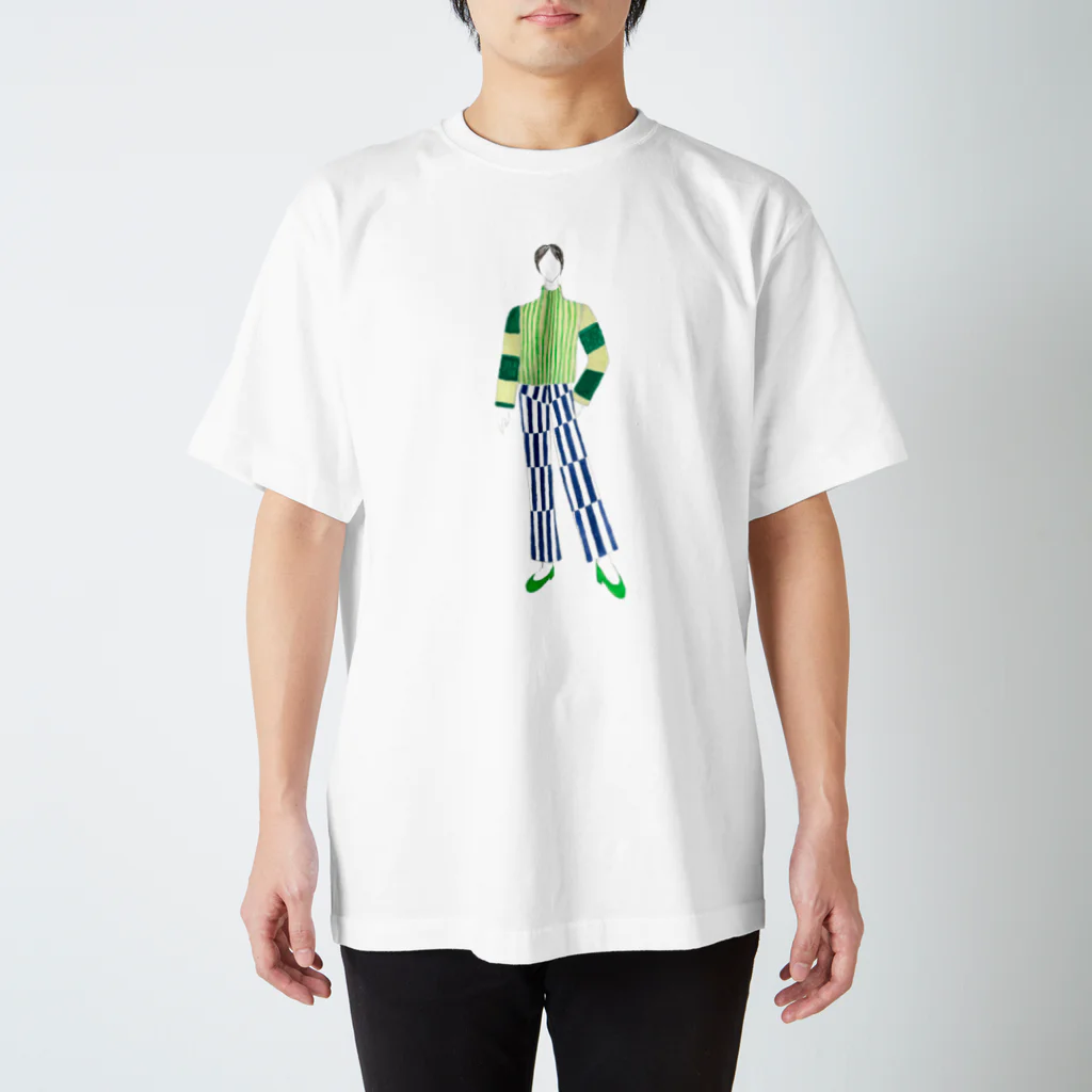 Makoto／真珡のストライプの林 スタンダードTシャツ