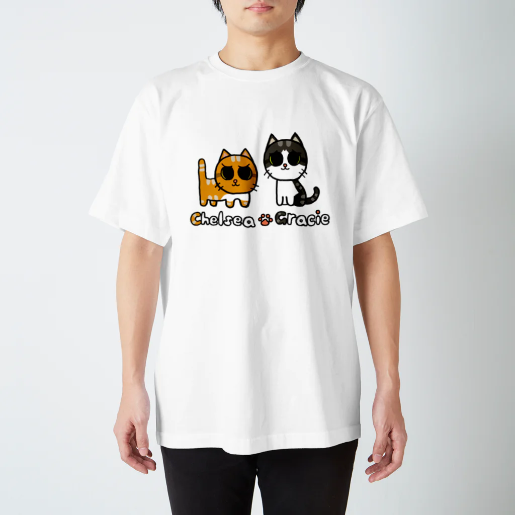 猫部屋のチェルシー&グレイシー スタンダードTシャツ