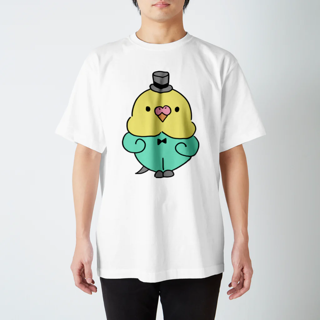 SHOPユリココズのフォーマルなセキセイインコ スタンダードTシャツ