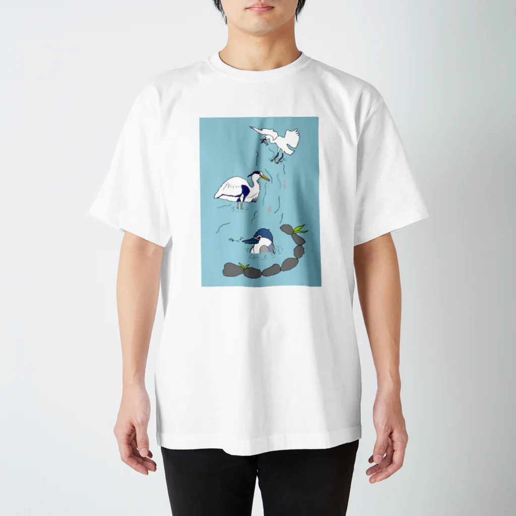 Shimako'sの水辺のサギーズ（水色） スタンダードTシャツ