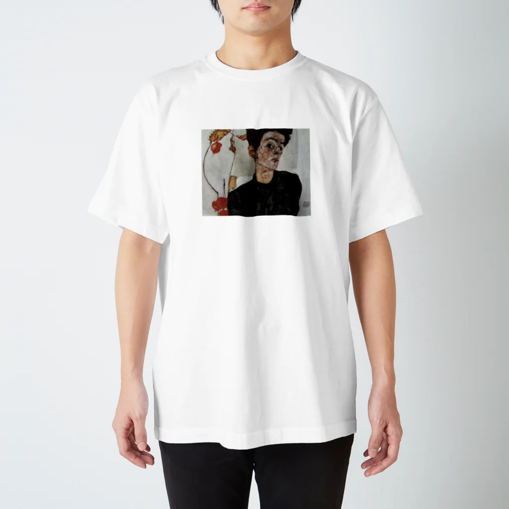 Art Baseのエゴン・シーレ / 1912 / Self-Portrait with Chinese lantern fruits / Egon Schiele Regular Fit T-Shirt