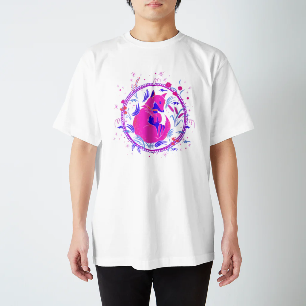 たかはし あいさのキツネ犬のお昼寝(pink) Regular Fit T-Shirt