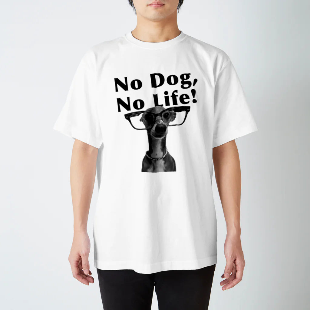 イロハのNo dog,No life! 黒 Regular Fit T-Shirt