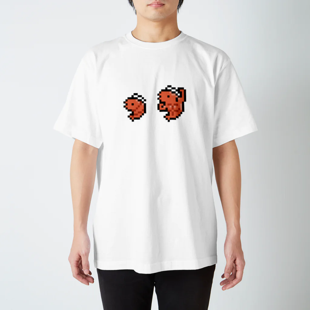 995(ｷｭｳｷｭｳｺﾞ)のドット絵えび スタンダードTシャツ