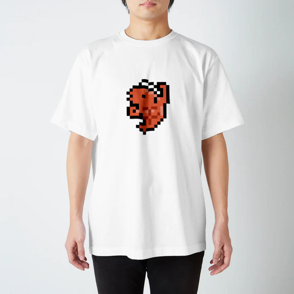 995(ｷｭｳｷｭｳｺﾞ)のドット絵むきむきえび スタンダードTシャツ