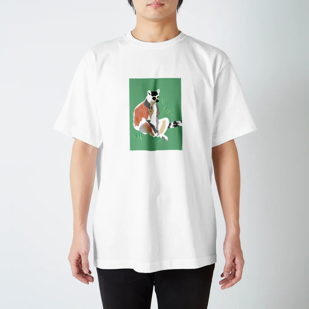 yuka sugita SAKUSHIのアメコミ風×ワオキツネザル Regular Fit T-Shirt