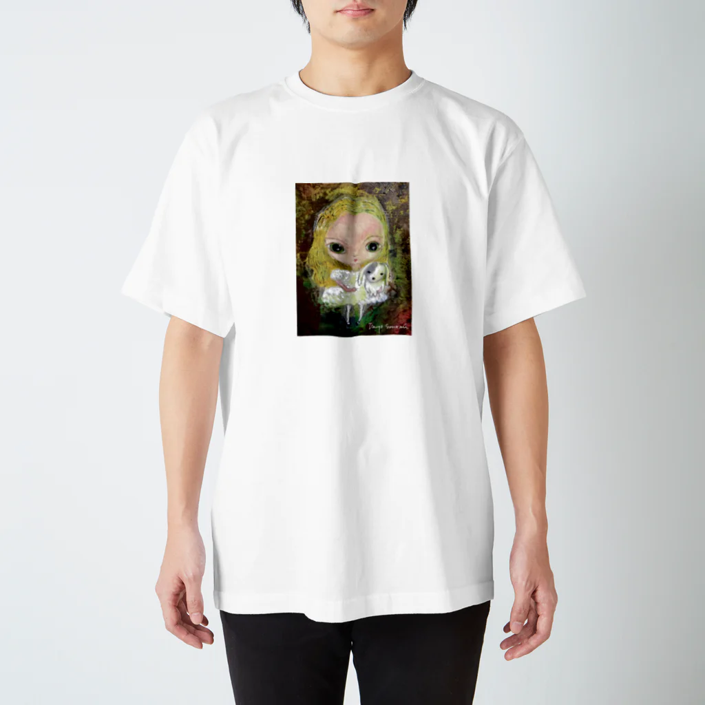 art_space_MUSEEの角南育代  仔犬と少女 スタンダードTシャツ