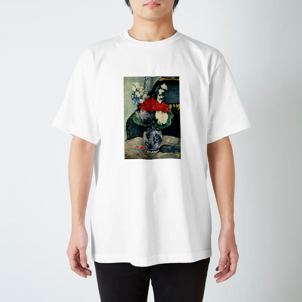 Art Baseのポール・セザンヌ / 1874 /Still life, Delft vase with flowers / Paul Cezanne Regular Fit T-Shirt