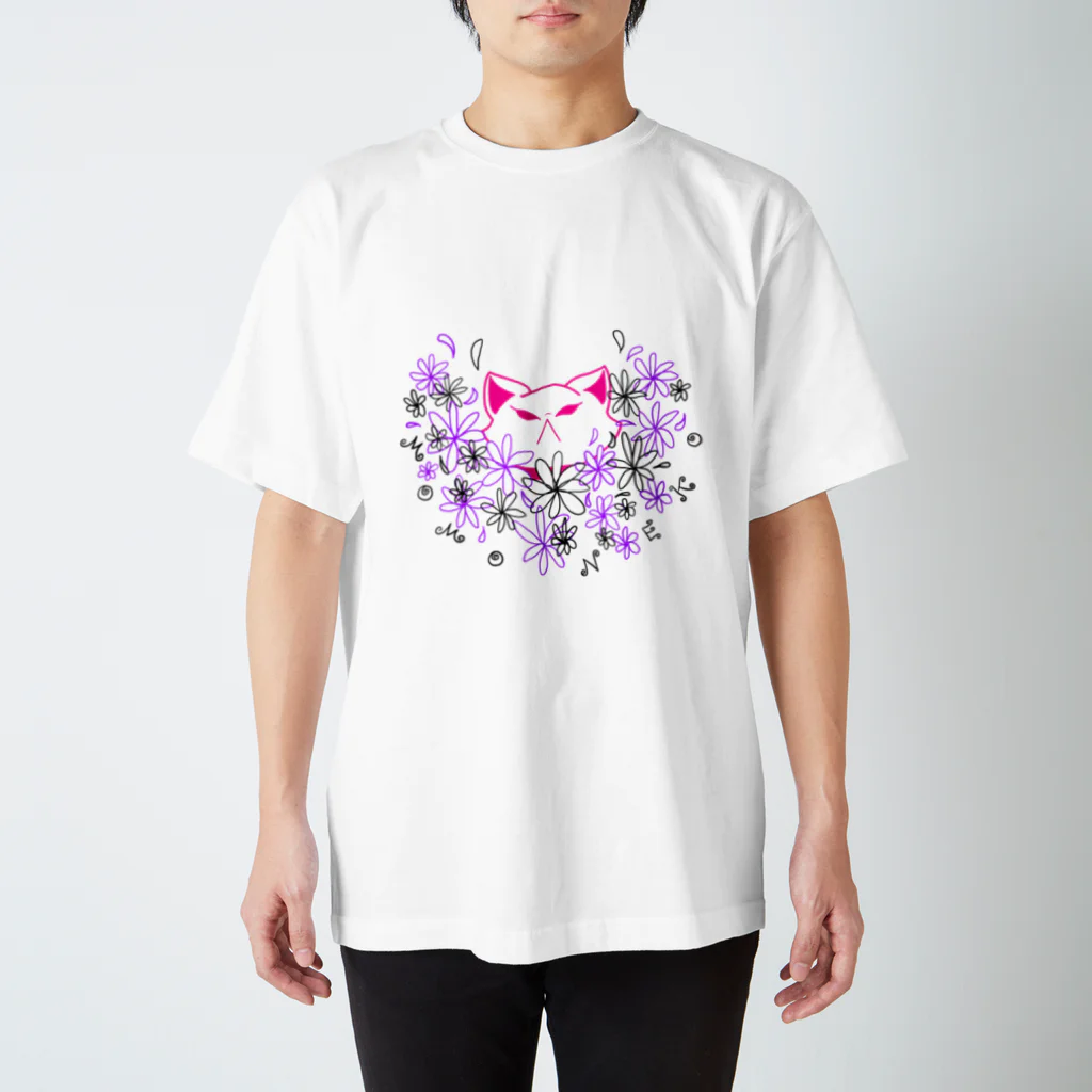 桃原の花畑　ももねこ スタンダードTシャツ