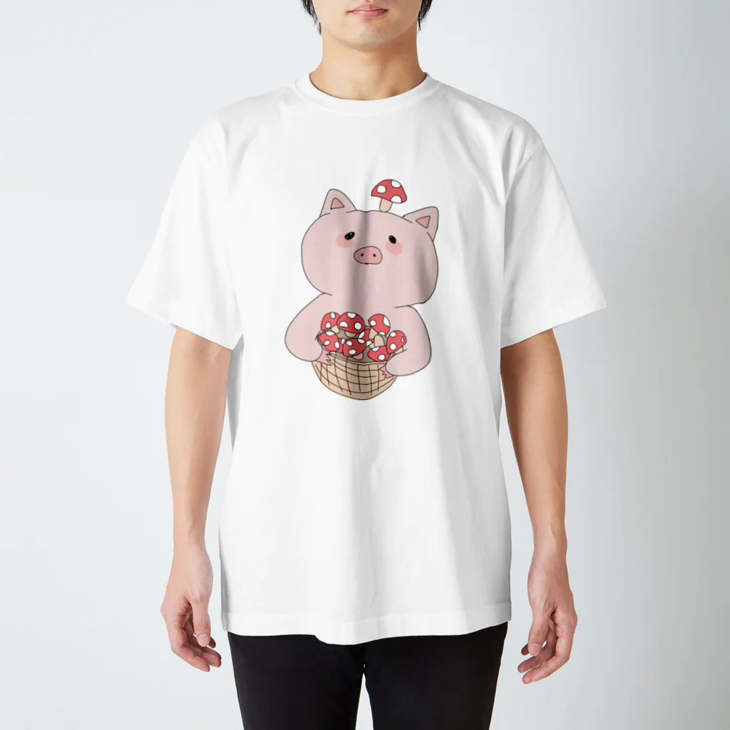 あいるーしょっぷのきのこ狩り豚ちゃん スタンダードTシャツ