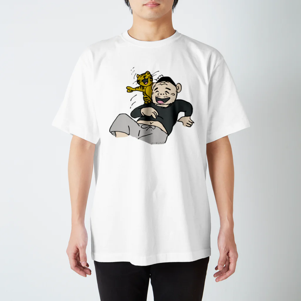 MIRUNOの「ねこおじさん、テレビ」色付き スタンダードTシャツ