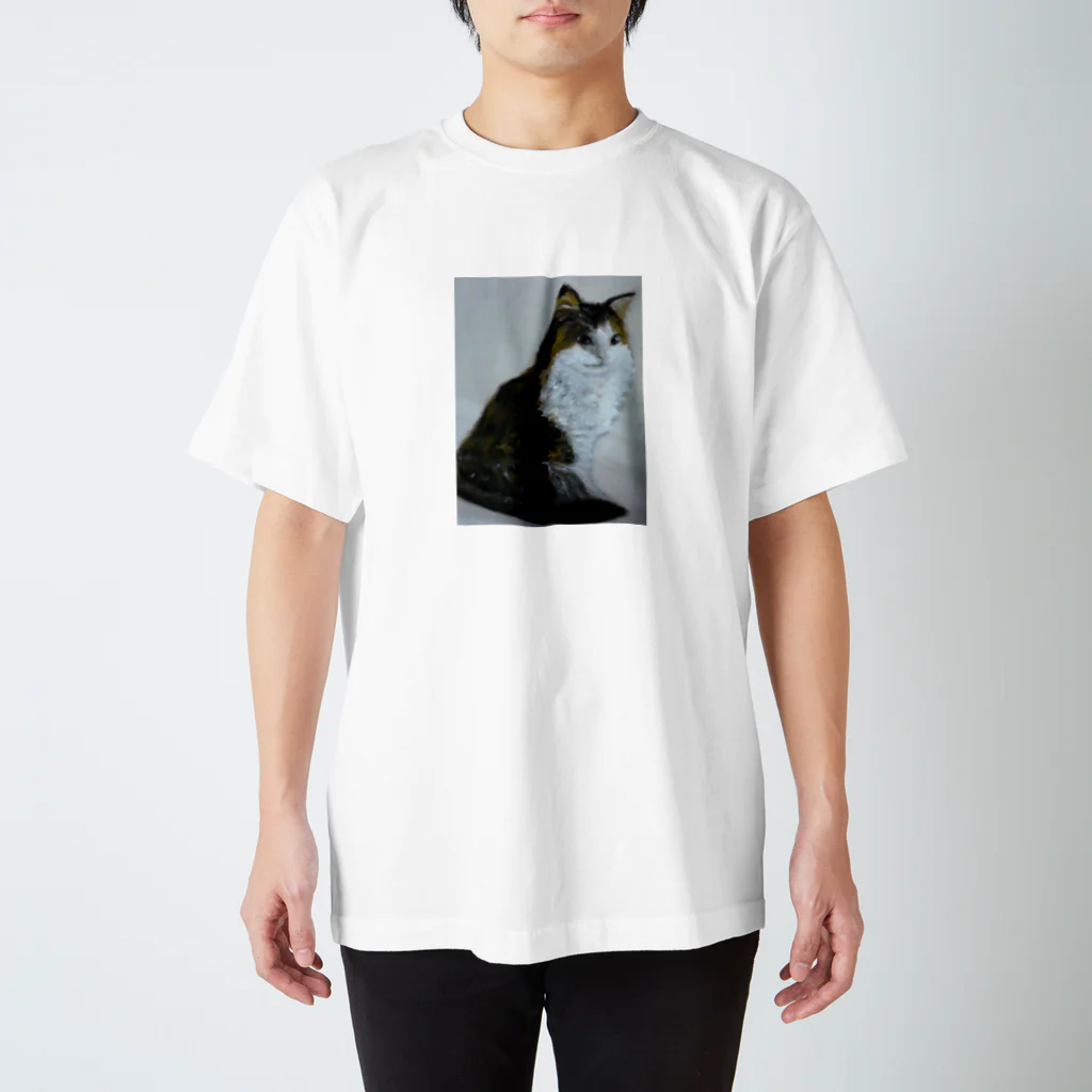 タコ夜勤@スタンプ制作致しますの猫のデザイン　油絵 Regular Fit T-Shirt
