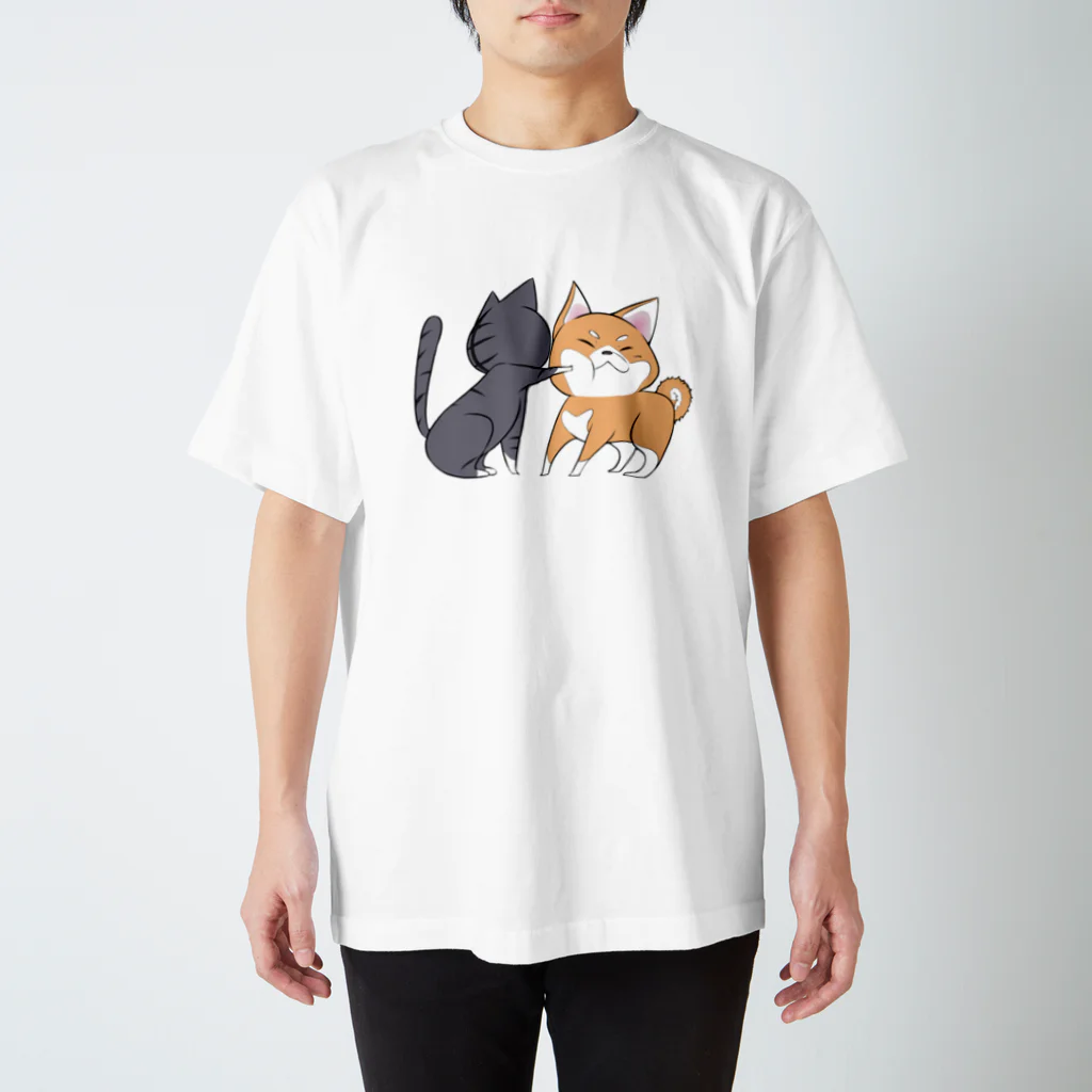 スナネコシンドバッド SUZURIキャラバンのしばねこネコパンチ スタンダードTシャツ