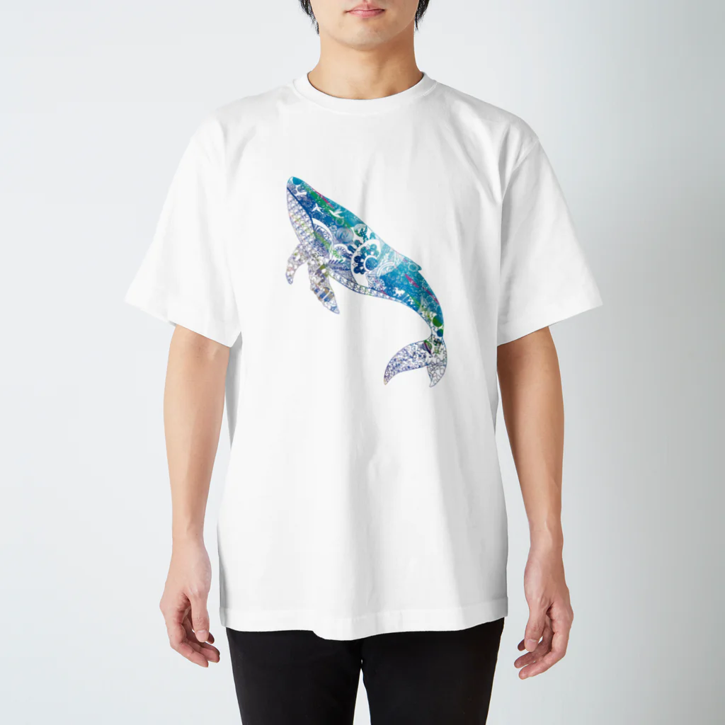 切り絵作家カジタミキの切り絵のクジラ柄 スタンダードTシャツ