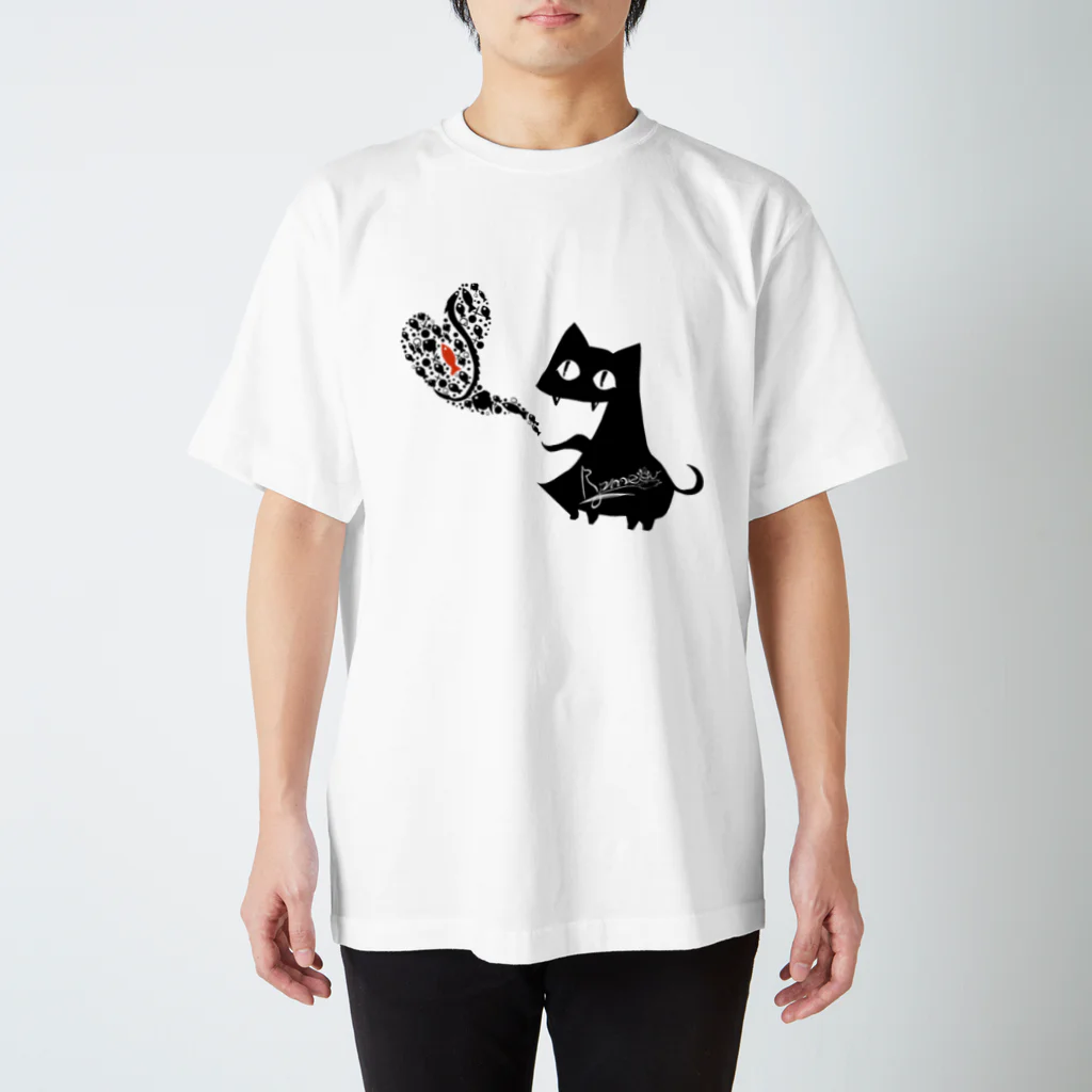 frmeowのがぶねこ　モノクロハートver. スタンダードTシャツ