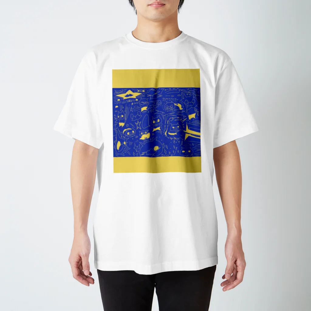 ヒゲにゃ！のヒゲにゃＴ！【ブルー】 スタンダードTシャツ