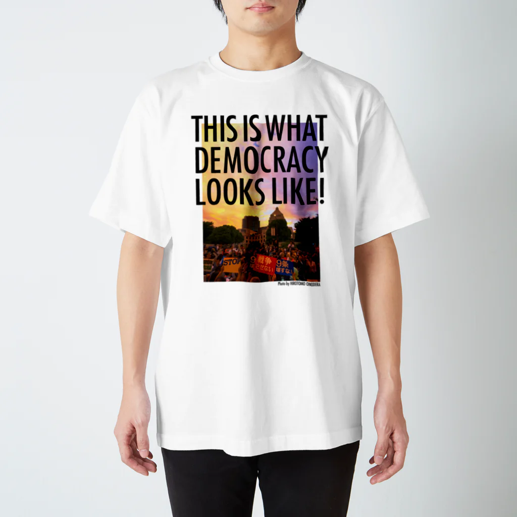 小野寺宏友の色生地用 WHAT'S DEMOCRACY? カラー 티셔츠
