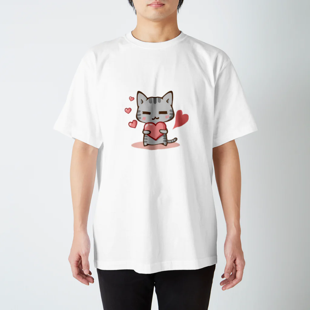 くつろぎ猫工房のくつろぎ猫（ハート） Regular Fit T-Shirt